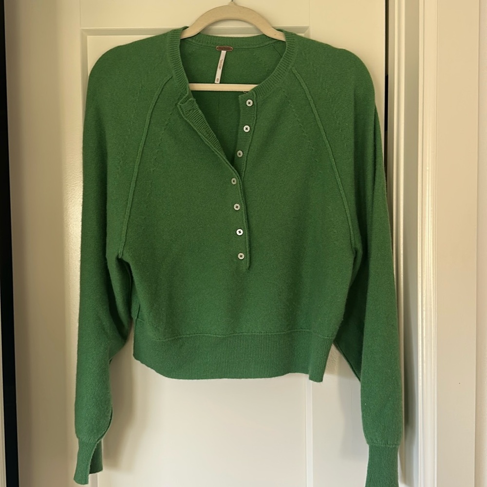 Free People Porta Cashmere Henley Sweater XS - Picture 2 of 5
